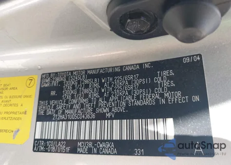 2005 Lexus Rx 330 из США, поврежденный, VIN 2T2HA31U05C043636